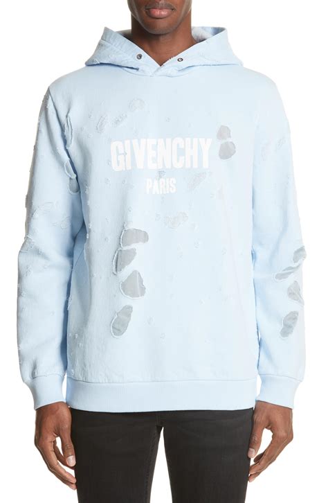 givenchy blue destroyed hoodie|Givenchy sweatshirt sale.